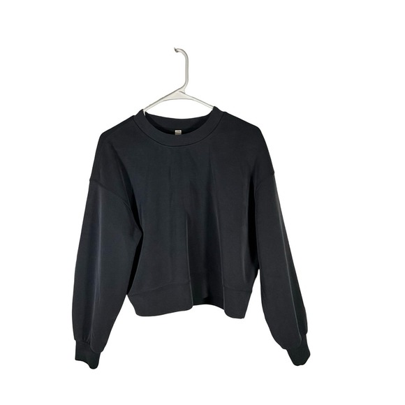 Lululemon softstreme Fit Crewneck Pullover Lightweight Sweatshirt Black Size 4 - Picture 1 of 4